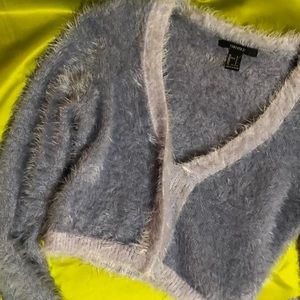 Crop fuzzy cardigan